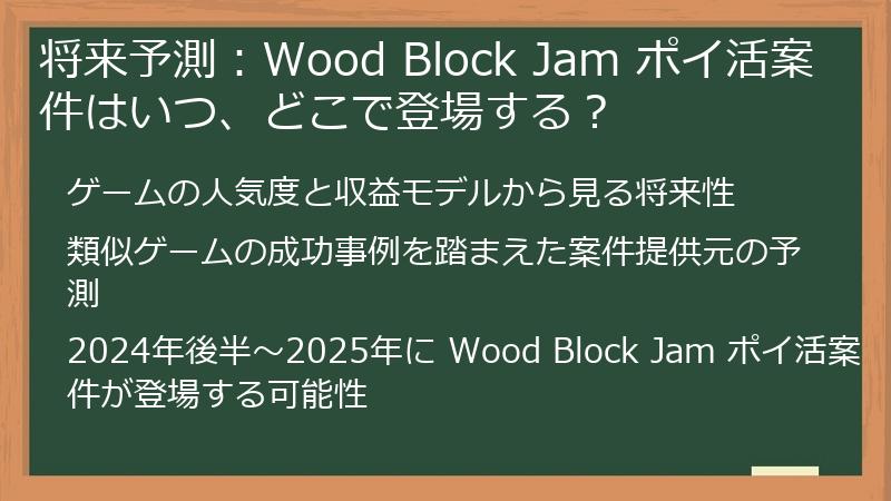 将来予測：Wood Block Jam ポイ活案件はいつ、どこで登場する？