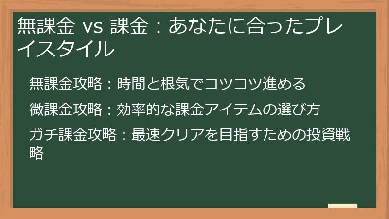 無課金 vs 課金:あなたに合ったプレイスタイル