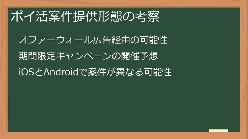 ポイ活案件提供形態の考察