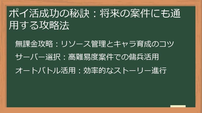 ポイ活成功の秘訣：将来の案件にも通用する攻略法