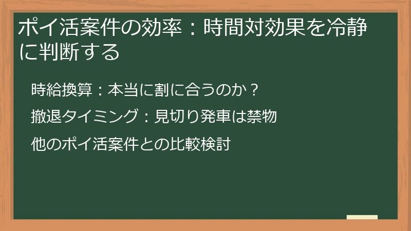 ポイ活案件の効率：時間対効果を冷静に判断する