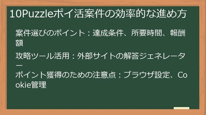 10Puzzleポイ活案件の効率的な進め方