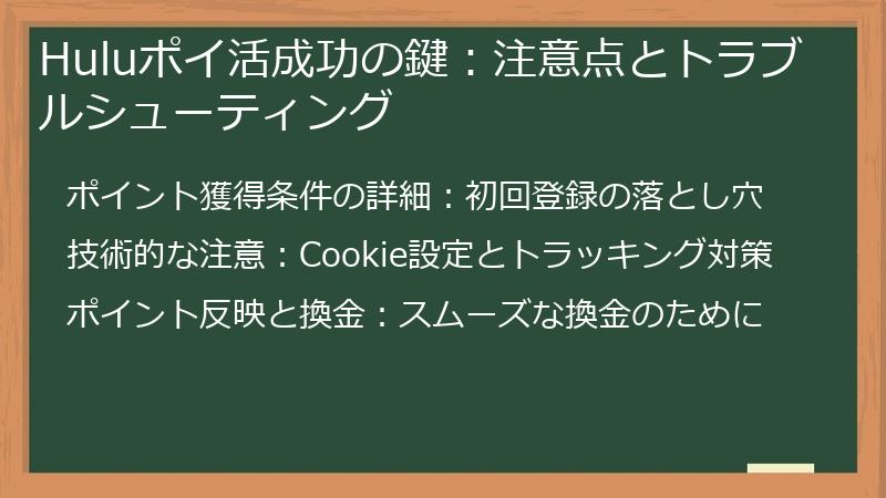 Huluポイ活成功の鍵:注意点とトラブルシューティング