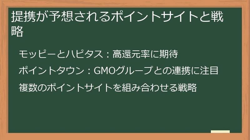 提携が予想されるポイントサイトと戦略
