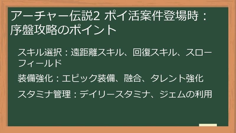 アーチャー伝説2 ポイ活案件登場時：序盤攻略のポイント