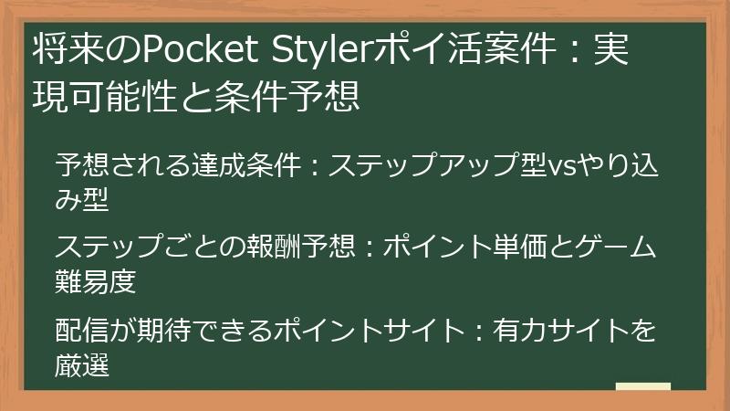 将来のPocket Stylerポイ活案件：実現可能性と条件予想