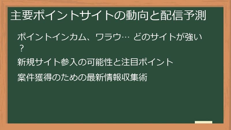 主要ポイントサイトの動向と配信予測