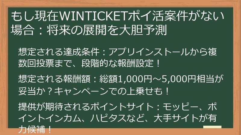 もし現在WINTICKETポイ活案件がない場合：将来の展開を大胆予測