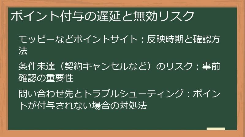 ポイント付与の遅延と無効リスク