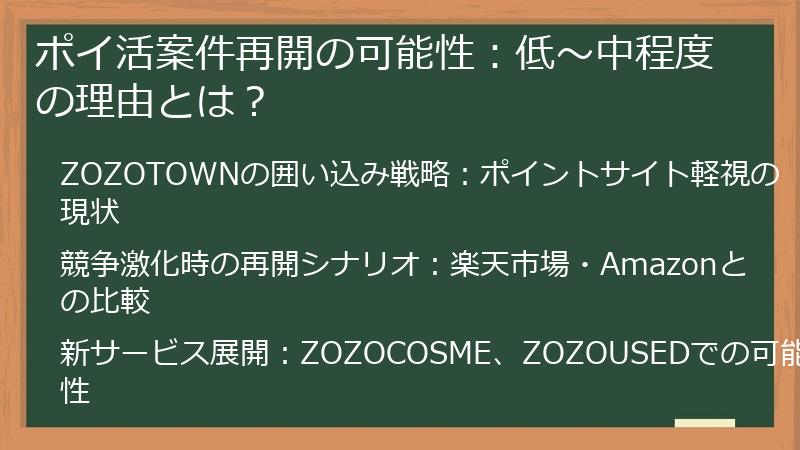 ポイ活案件再開の可能性：低～中程度の理由とは？