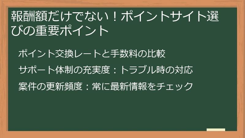 報酬額だけでない！ポイントサイト選びの重要ポイント