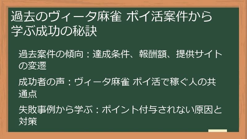 過去のヴィータ麻雀 ポイ活案件から学ぶ成功の秘訣