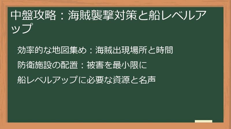 中盤攻略：海賊襲撃対策と船レベルアップ