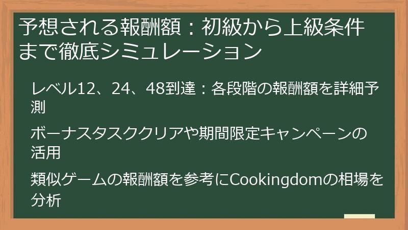 予想される報酬額:初級から上級条件まで徹底シミュレーション
