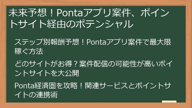 未来予想！Pontaアプリ案件、ポイントサイト経由のポテンシャル