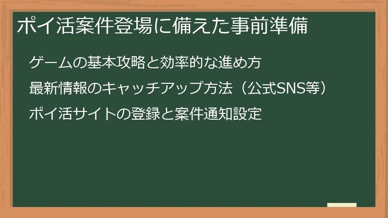 ポイ活案件登場に備えた事前準備