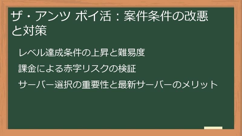 ザ・アンツ ポイ活：案件条件の改悪と対策