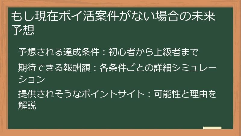 もし現在ポイ活案件がない場合の未来予想