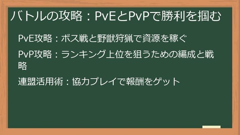 バトルの攻略:PvEとPvPで勝利を掴む