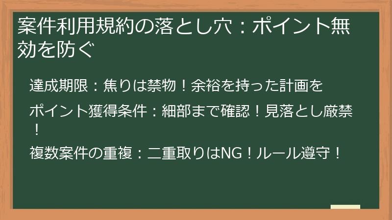 案件利用規約の落とし穴:ポイント無効を防ぐ
