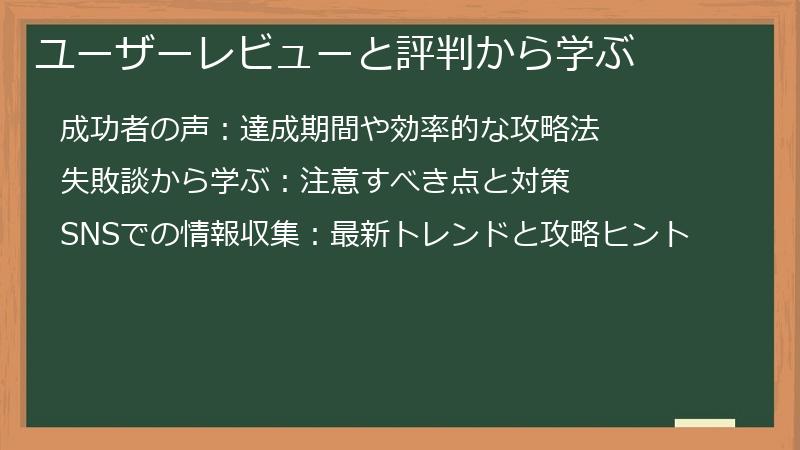ユーザーレビューと評判から学ぶ