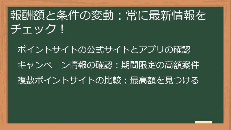 報酬額と条件の変動：常に最新情報をチェック！