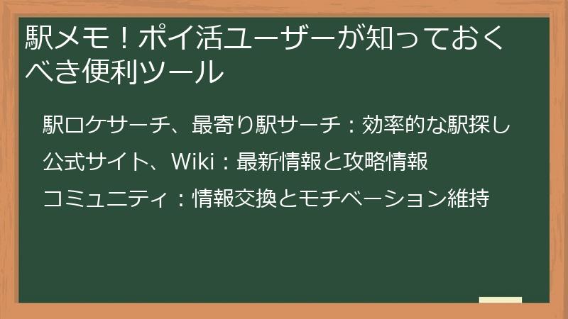 駅メモ！ポイ活ユーザーが知っておくべき便利ツール