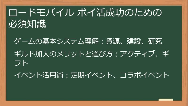 ロードモバイル ポイ活成功のための必須知識
