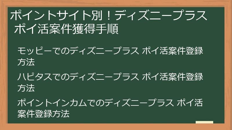 ポイントサイト別!ディズニープラス ポイ活案件獲得手順