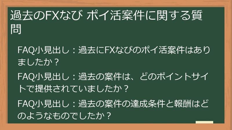 過去のFXなび ポイ活案件に関する質問