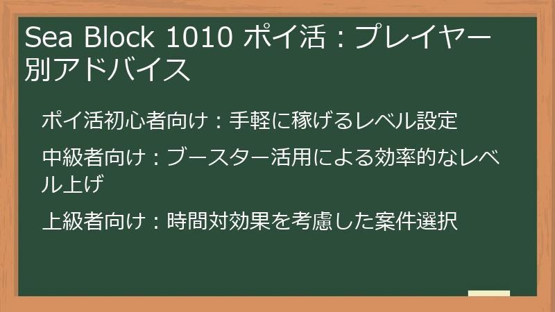 Sea Block 1010 ポイ活：プレイヤー別アドバイス