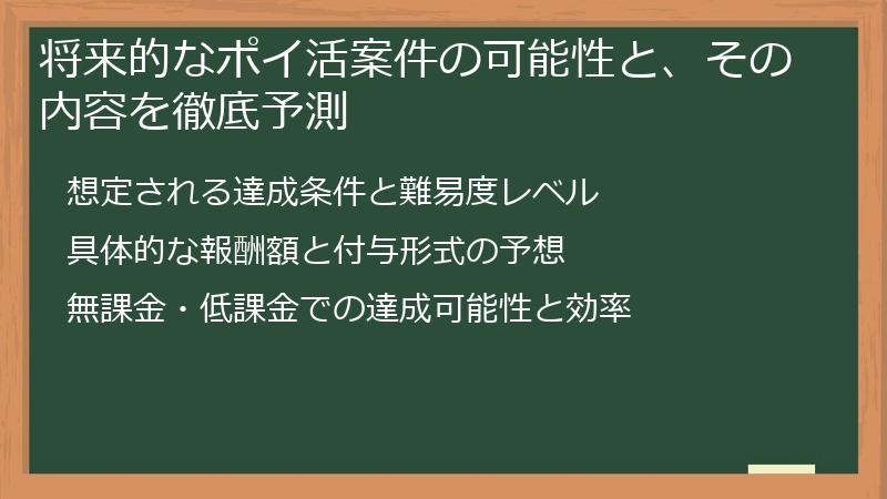 将来的なポイ活案件の可能性と、その内容を徹底予測