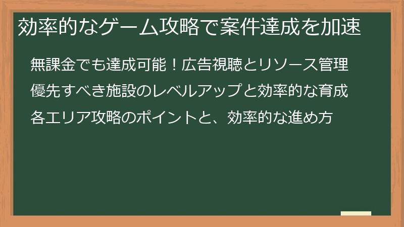 効率的なゲーム攻略で案件達成を加速