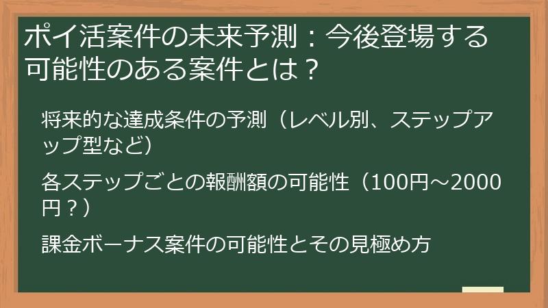 ポイ活案件の未来予測：今後登場する可能性のある案件とは？