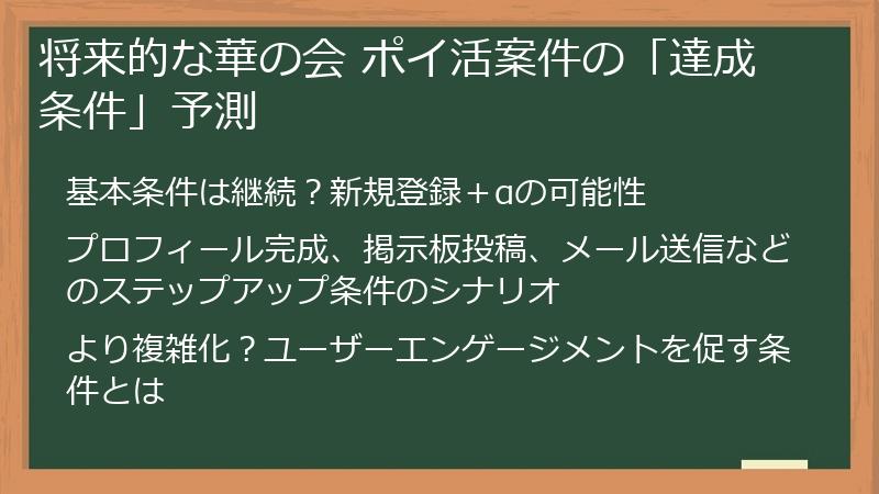 将来的な華の会 ポイ活案件の「達成条件」予測