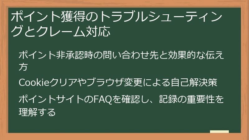 ポイント獲得のトラブルシューティングとクレーム対応