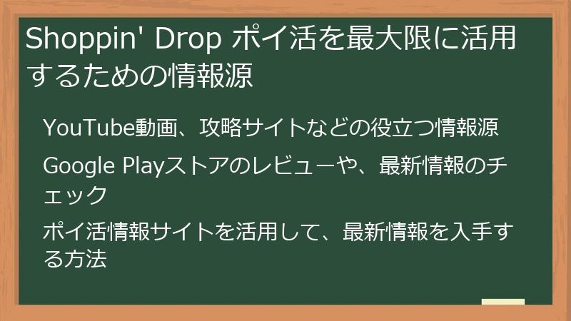 Shoppin' Drop ポイ活を最大限に活用するための情報源