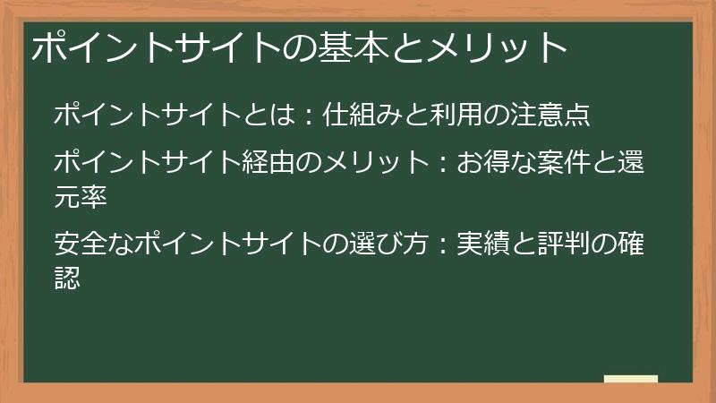 ポイントサイトの基本とメリット