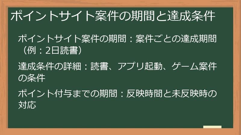 ポイントサイト案件の期間と達成条件