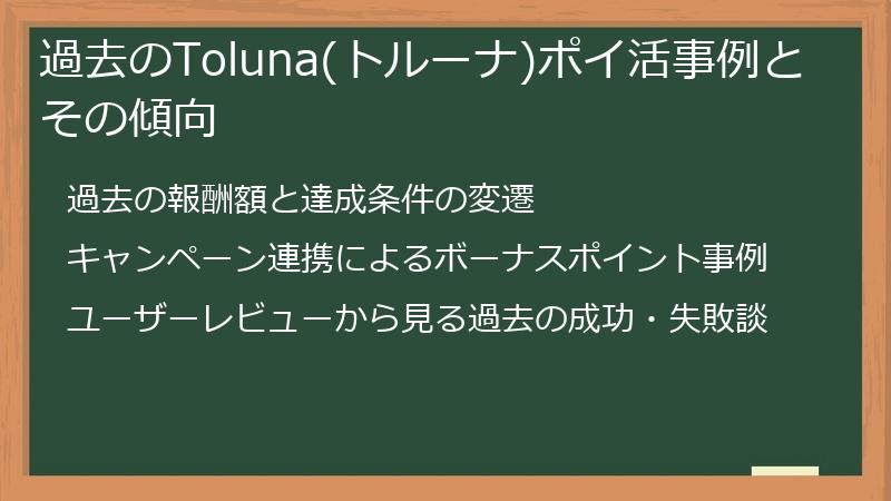 過去のToluna(トルーナ)ポイ活事例とその傾向