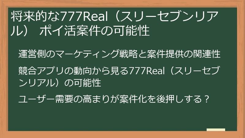 将来的な777Real（スリーセブンリアル） ポイ活案件の可能性