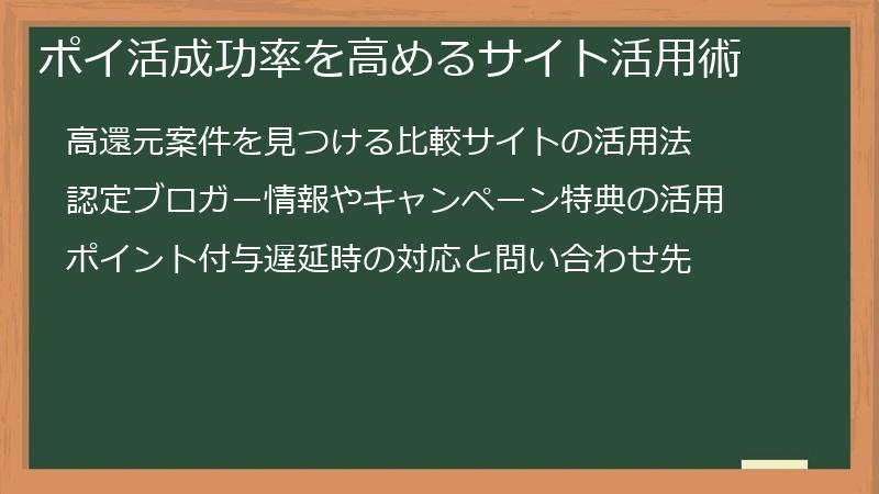 ポイ活成功率を高めるサイト活用術