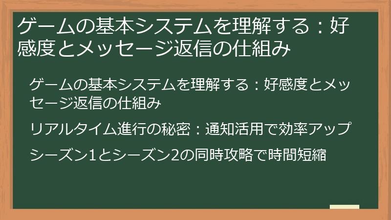 ゲームの基本システムを理解する：好感度とメッセージ返信の仕組み