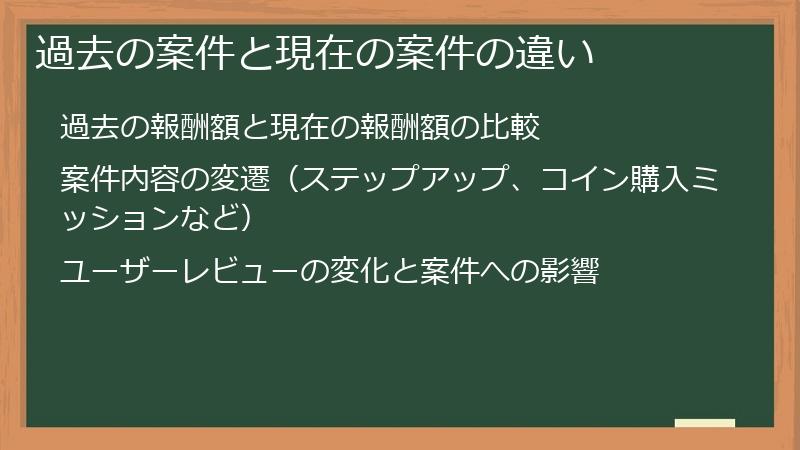 過去の案件と現在の案件の違い