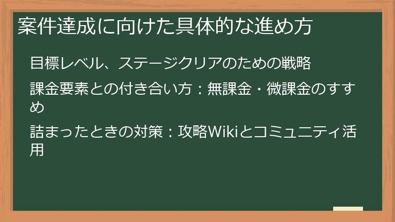 案件達成に向けた具体的な進め方