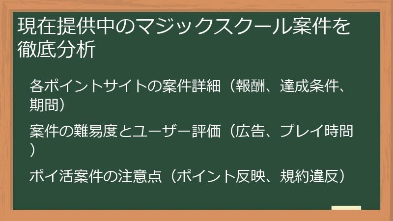 現在提供中のマジックスクール案件を徹底分析