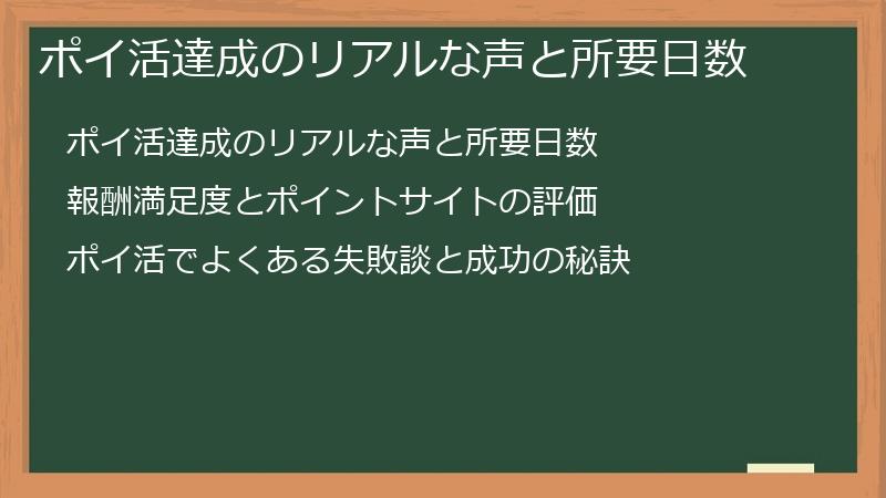 ポイ活達成のリアルな声と所要日数