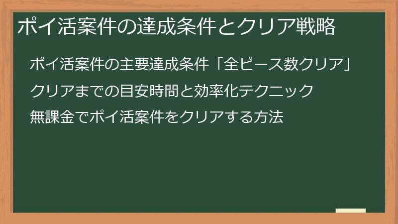 ポイ活案件の達成条件とクリア戦略