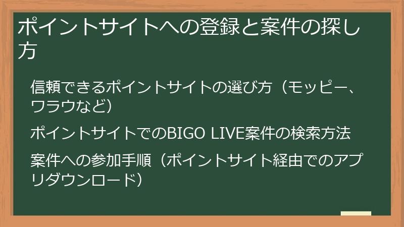 ポイントサイトへの登録と案件の探し方