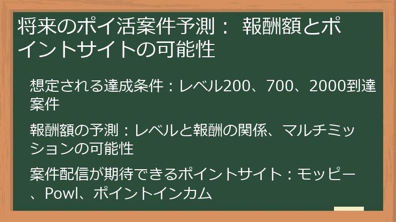 将来のポイ活案件予測： 報酬額とポイントサイトの可能性